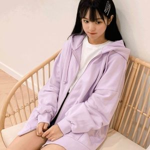 unopened light purple Oversized Zip-Up Hoodie